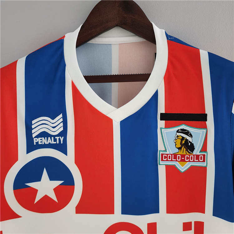 Colo-Colo Retro Soccer Jersey 1986 Away RedBlue Football Shirt -