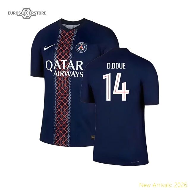 Trending 2025-2026 Psg Home Dri-Fit Adv Authentic Shirt (D.Doue 14)