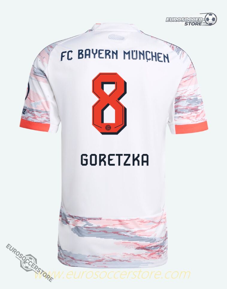 Away Jersey of Bayern Munich Featuring Goretzka #8 for the 25-26 Season