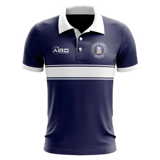 Falkland Islands Concept Stripe Polo Shirt (Navy)