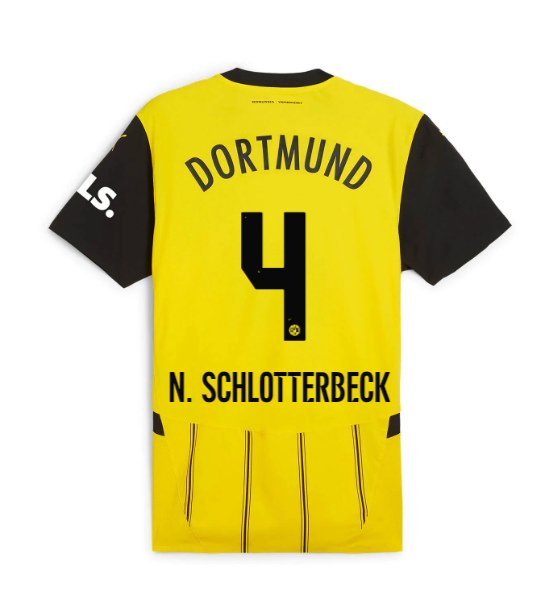 Borussia Dortmund Home Jersey 24-25 Featuring N. Schlotterbeck, Number 4
