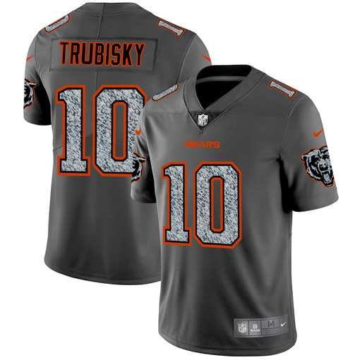 Authentic Chicago Bears #10 Trubisky Gray Gray Fashion Limited NFL