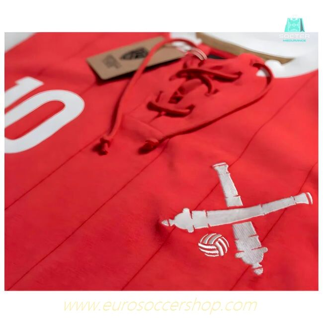 The Cannon Bergkamp Home Retro Football Shirt with Laces