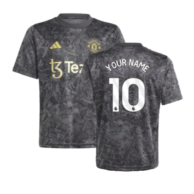 retro 2023-2024 Man Utd Pre-Match Shirt (Black) - Kids (Your Name)
