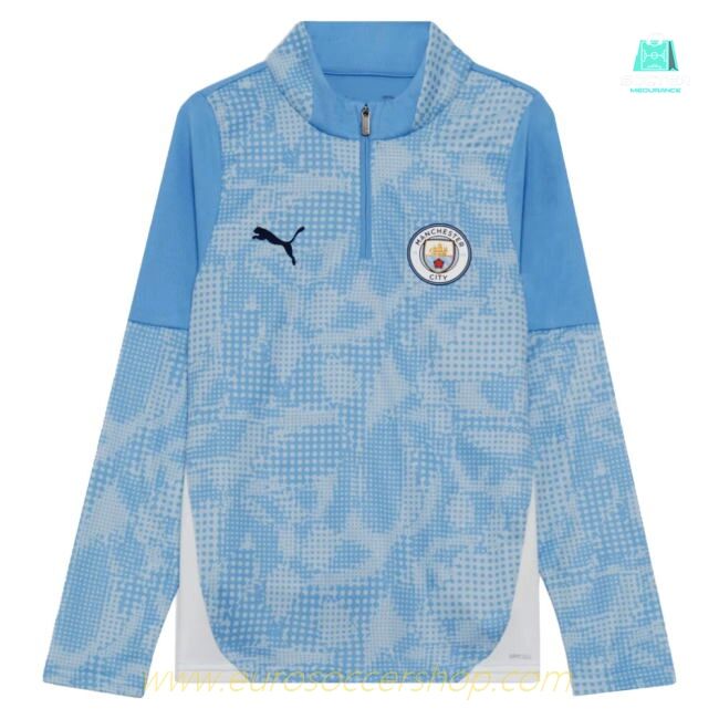 2025-2026 Man City Training 1/4 Zip Top (Light Blue) - Kids