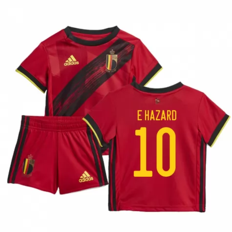 Kids Belgium Euro 2020 Home Red 10 Hazard Soccer KitShirtShorts -