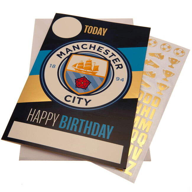 Manchester City FC Birthday Card With Stickers - premium