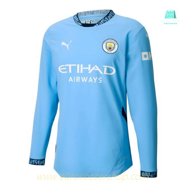 2024-2025 Man City Authentic Long Sleeve Home Shirt
