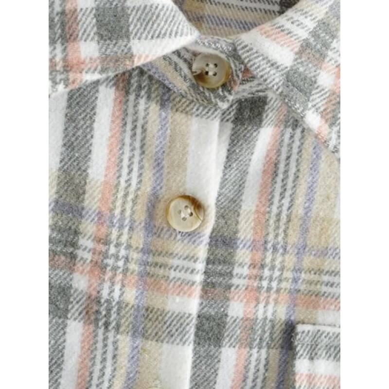 Plaid Drop Shoulder Pockets Shirt TP9591