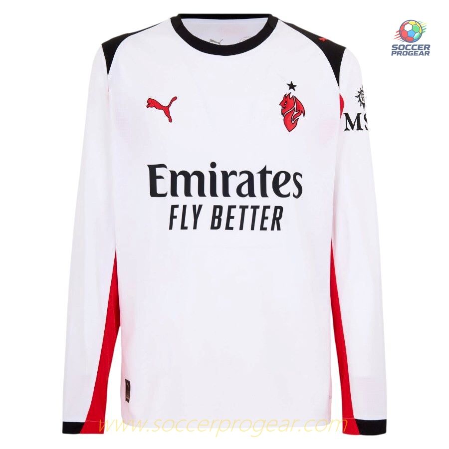 AC Milan Away Football Team Jersey 2025-26 Edition Long-Sleeve