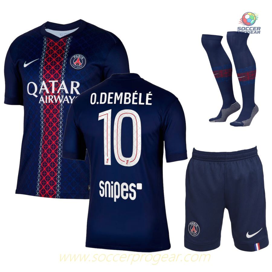 PSG Home Soccer Jersey Set Children Team Jersey 2025-2026 Season Dembélé