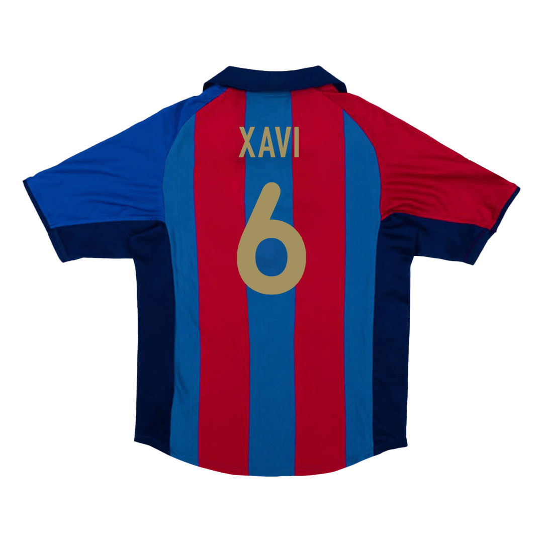 Retro XAVI #6 2001/02 Barcelona Home  Soccer Jersey Authentic Kit
