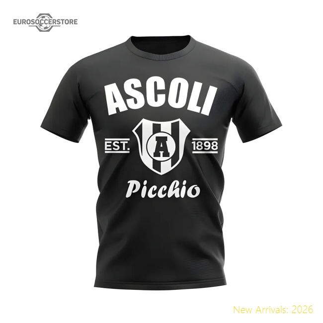 First-class Ascoli Established Football Tee (black) - Excellent Value