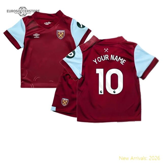 2023-2024 West Ham Home Baby Kit (your Name) - Match Day Jersey