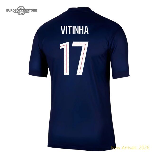 Genuine 2025-2026 Psg Paris Saint Germain Home Shirt (Vitinha 17)