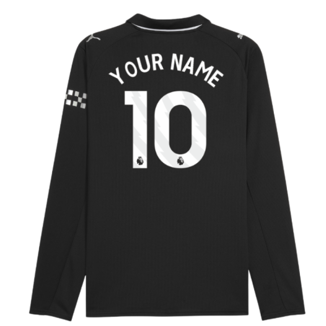Men's 2025-2026 Man City Long Sleeve Away Shirt (Your Name)