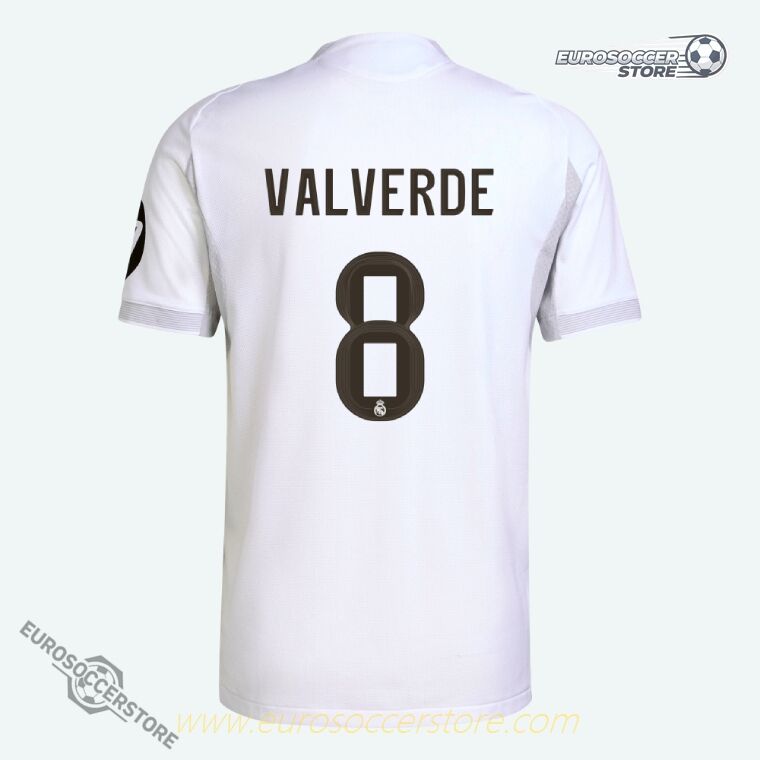 Real Madrid's 25-26 Home Player Version Jersey featuring VALVERDE with the number 8