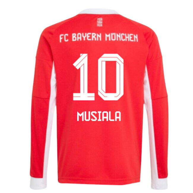 2025-2026 Bayern Munich Long Sleeve Home Shirt (Kids) (Musiala 10)