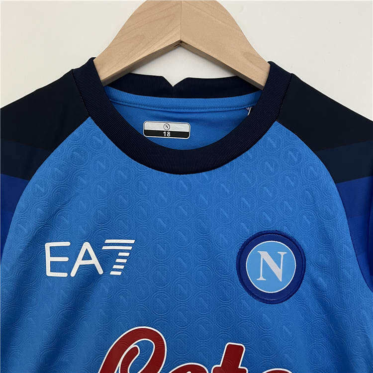 Kids 2223 Napoli Home Blue Football Kit ShirtShorts - Official