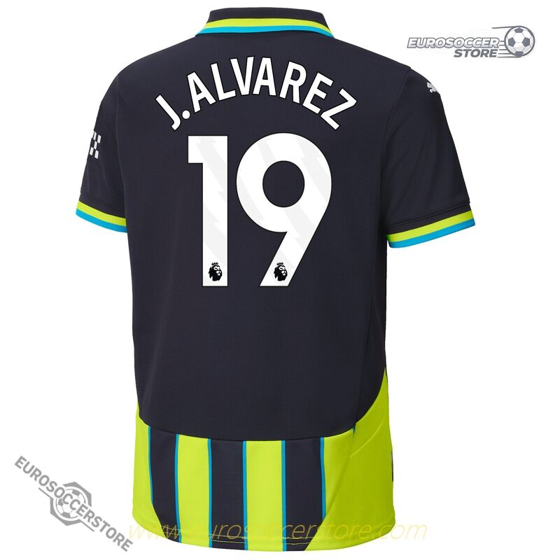 Away Jersey of Manchester City: J.Alvarez No.19 for the 24-25 Season