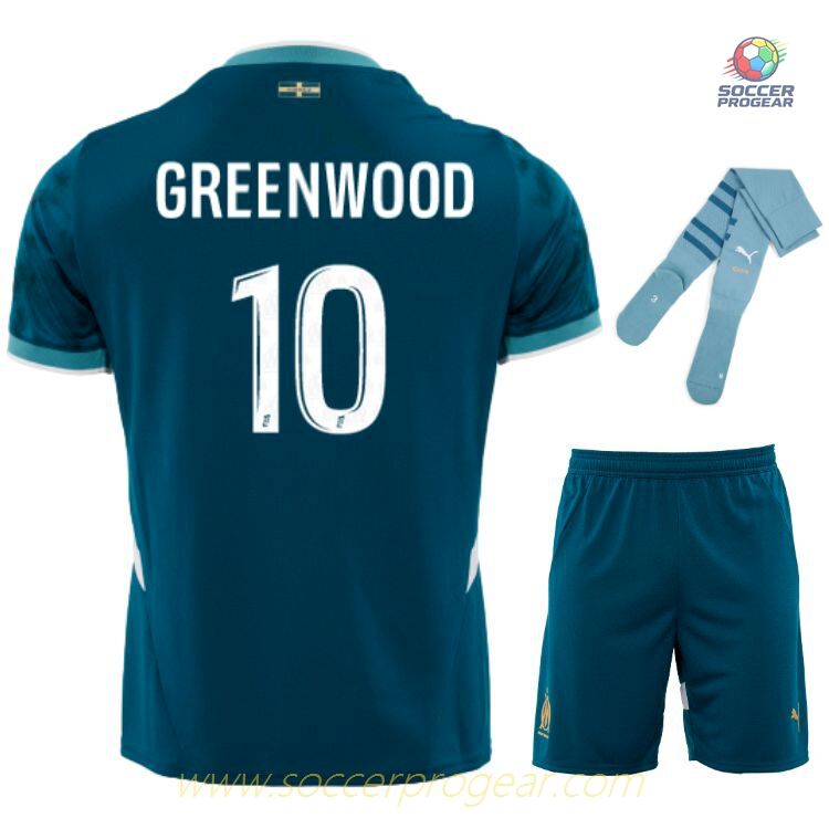 OM High Quality Away Childrenren's Jersey Set Soccer Football Shirt 2024-25 Edition Grennwood