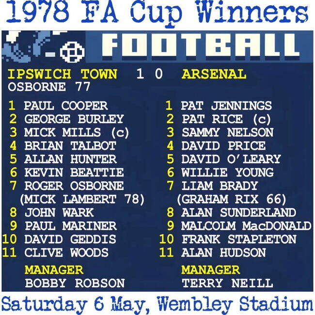 Men's 1978 FA Cup Final (Ipswich) Retrotext t-shirt - White