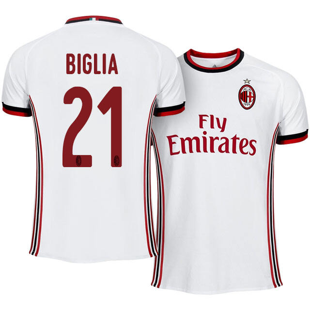 AC Milan Away 201718 Lucas Biglia 21 Soccer Jersey Shirt - Official