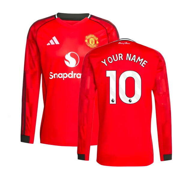 Classic Man Utd 2025-2026 Man Utd Long Sleeve Home Shirt (Your Name...