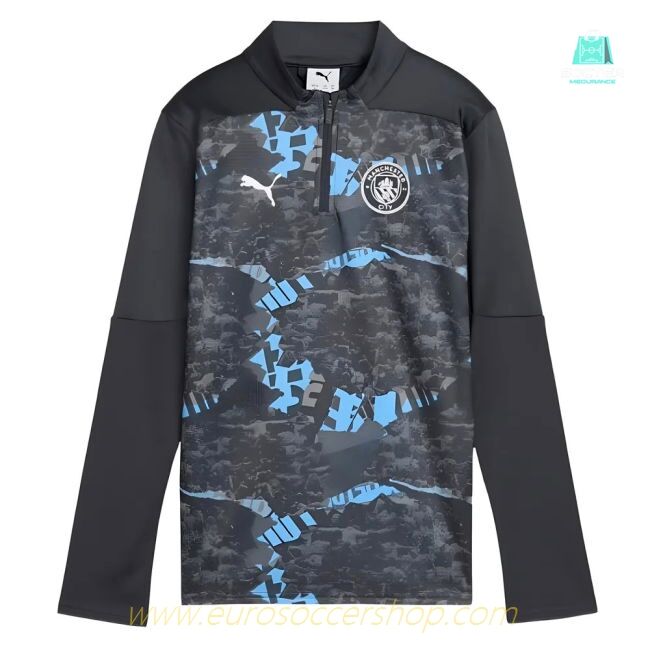 2024-2025 Man City Prematch 1/4 Zip Top (Strong Gray) - Kids
