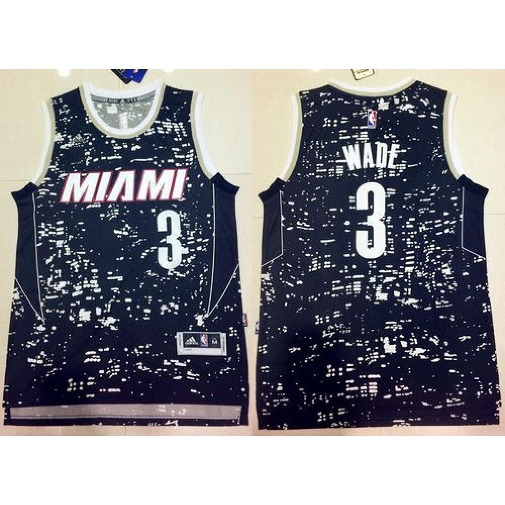 Performance Official Men's MIA #3 Dwyane Black Basketball Jersey
