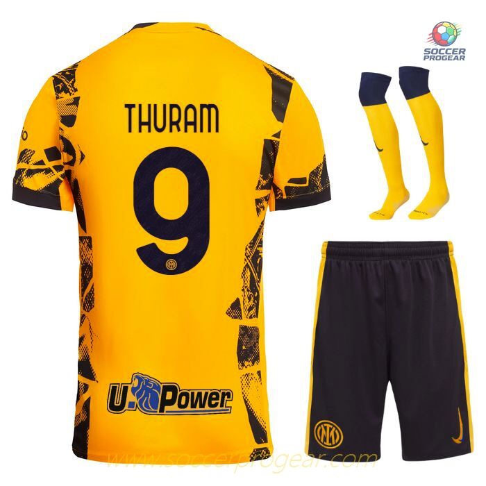 Inter Milan Third Children Jersey Set Team Jersey 2024-2025 Season Thuram