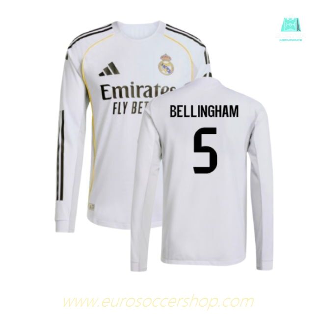 2025-2026 Real Madrid Authentic Long Sleeve Home Shirt (Bellingham 5)