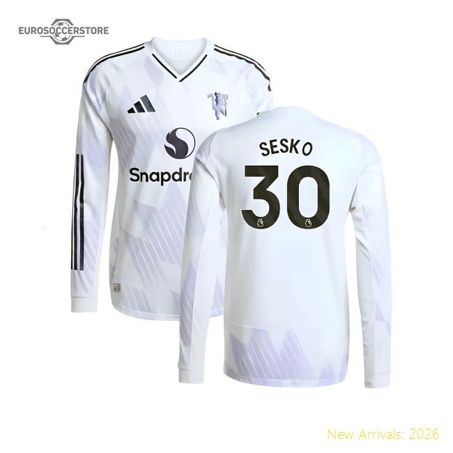 Official 2025-2026 Man Utd Authentic Long Sleeve Away Shirt (sesko