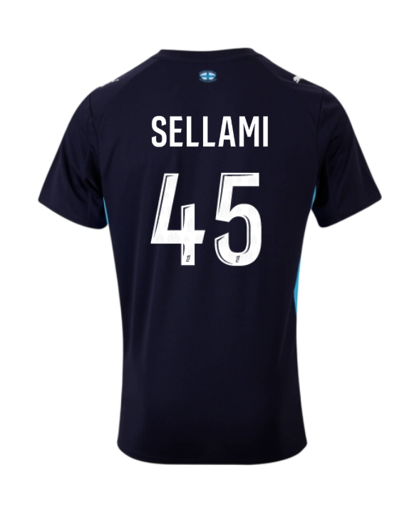 Away Jersey of Marseille for the 25-26 season, featuring SELLAMI with the number 45