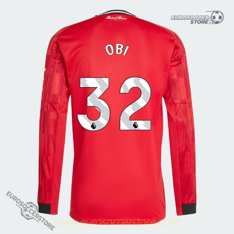Manchester United 25-26 Season Home Long Sleeve OBI 32 Football Jersey