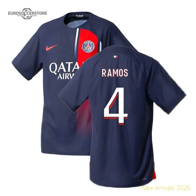 Supporter 2023-2024 Psg Home Match Authentic Shirt (Sergio Ramos 4)