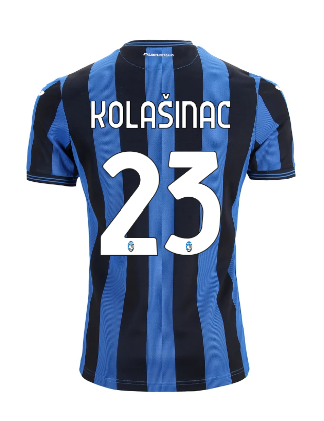 Atalanta's 24-25 Home Jersey Featuring KOLAŠINAC with the Number 23