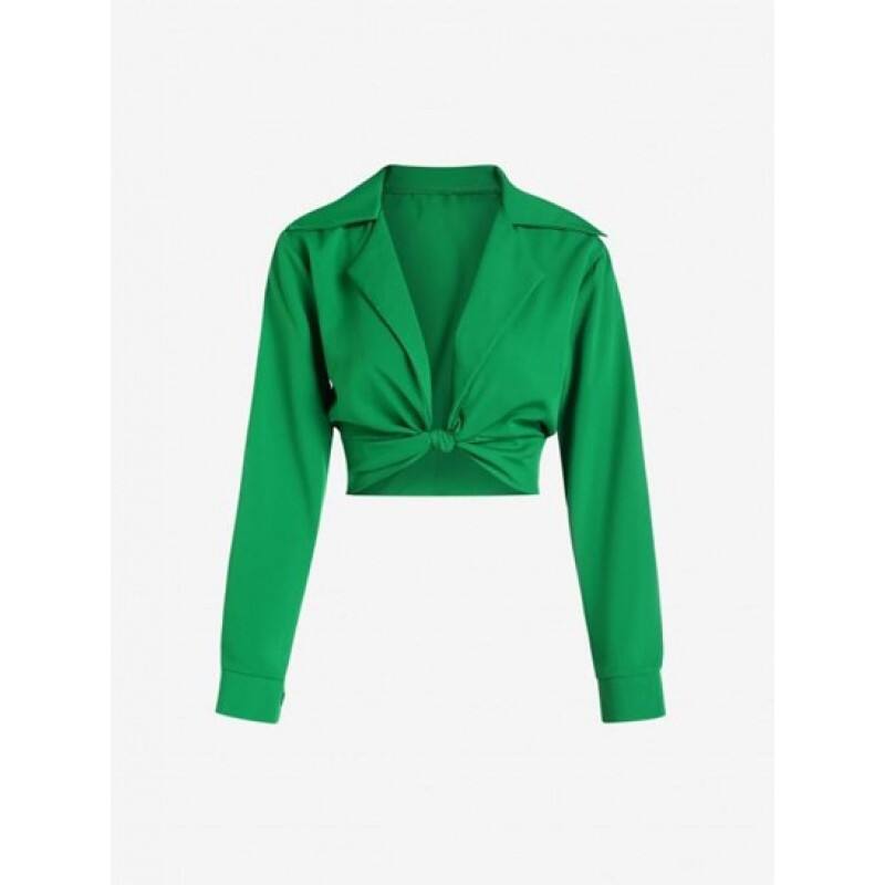 Knotted Lapel Crop Shirt UG1222