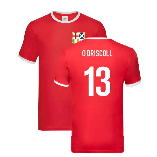 British and Irish Lions Ringer T-Shirt (Red) (O Driscoll 13)