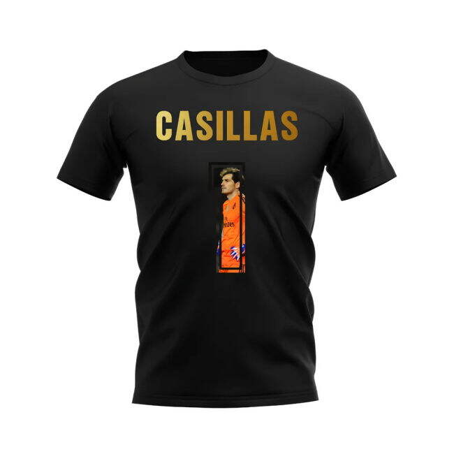 Iker Casillas Name And Number Real Madrid T-Shirt - Black (Men