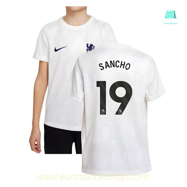 2025-2026 Chelsea Pre-Match Shirt (White) - Kids (Sancho 19)