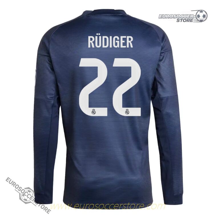 Away Long Sleeve Jersey of Real Madrid's RÜDIGER 22 for the 25-26 Season