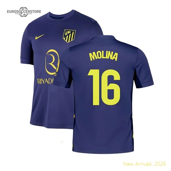 Atletico Madrid Football Molina Away Premium Jersey Performance Fabric