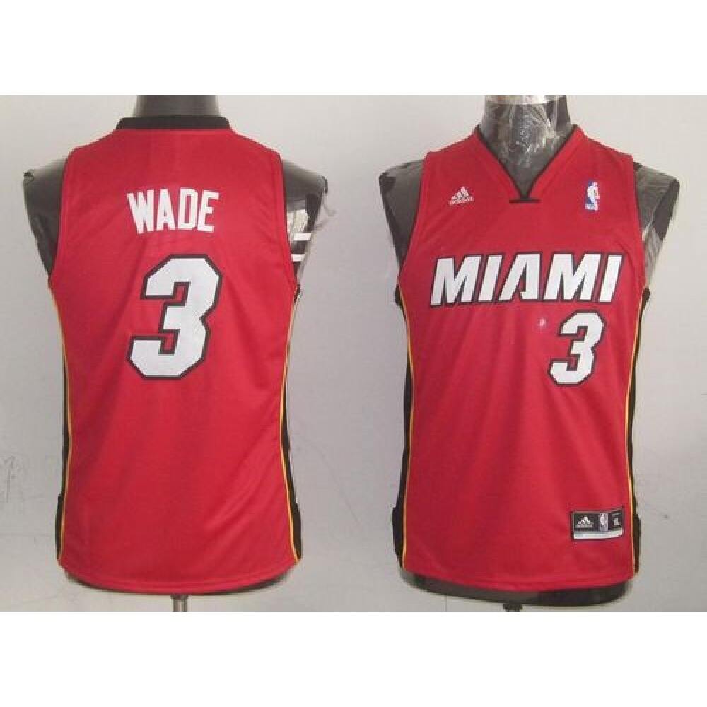 Heat #3 Dwyane Wade Red Stitched Youth NBA Jersey