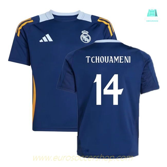 2024-2025 Real Madrid Training Jersey (Navy) - Kids (Tchouameni 14)