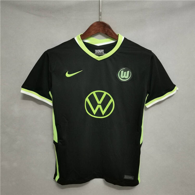 Breathable Wolfsburg Away 20-21 Black Soccer Shirt Jersey