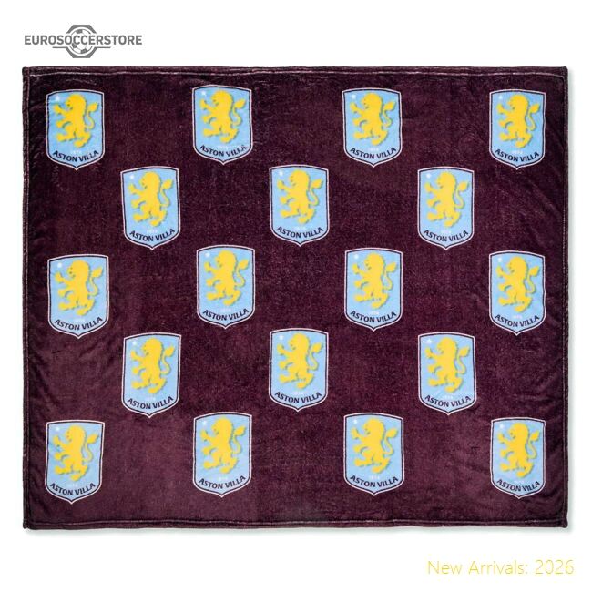 Authentic Aston Villa Fc Multi Crest Fleece Blanket - Premium Quality