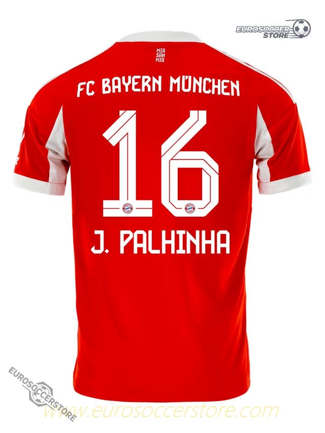Bayern Munich's 25-26 Home Jersey featuring J. Palhinha with the number 16.
