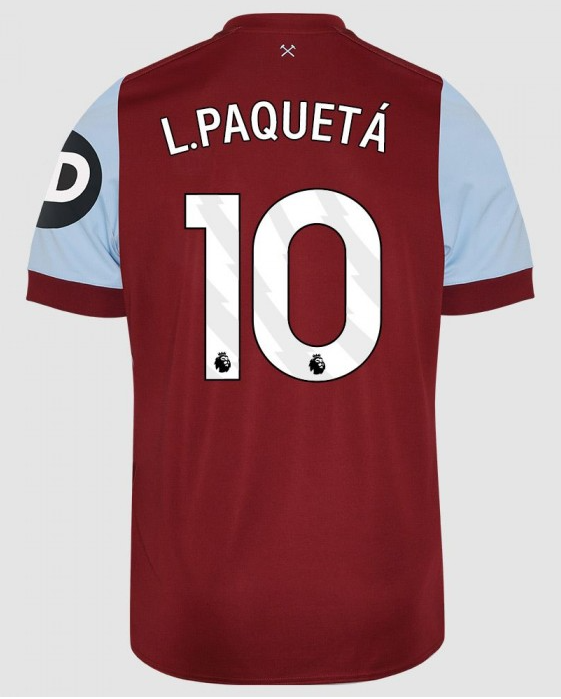West Ham United L.PAQUETÁ 10 Home Football Jersey for the 23-24 Season