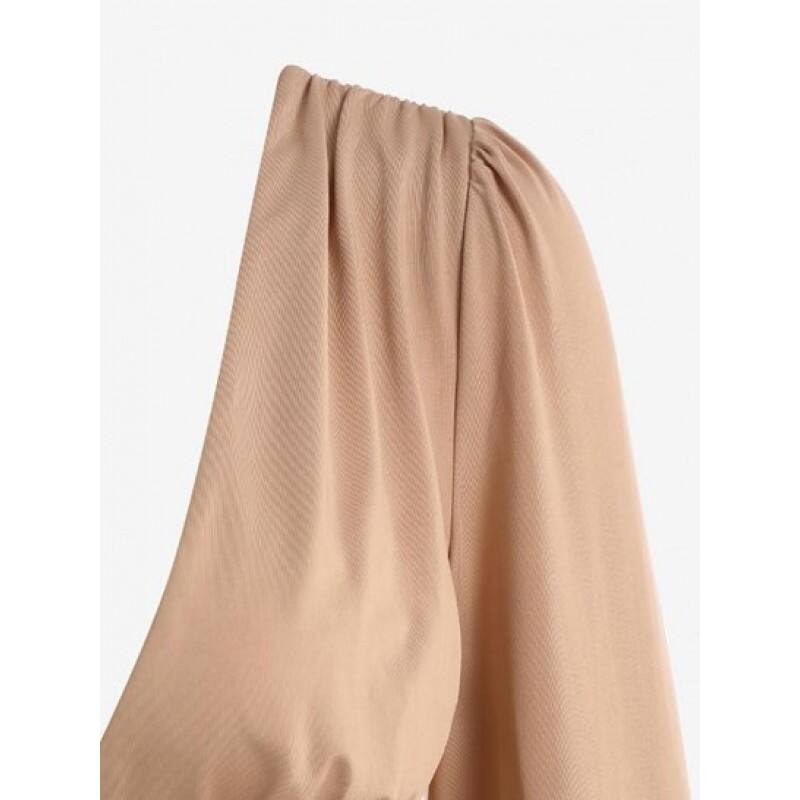 Plunging Wide Waistband Blouse ZD7979